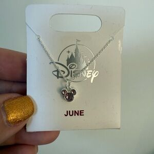 Disney Silver Mickey Mouse June Birthstone Necklace